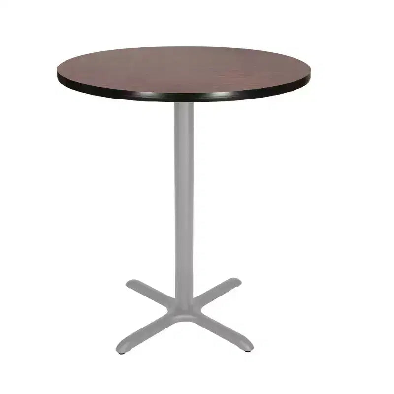 42" Round X-Base Dining Bar Height Table, Gray Laminate Top, Steel Frame, Seats 4