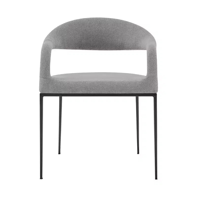 Lot de 2 chaises de salle à manger avec accoudoirs en fer et tissu, 113 kg, dossier bas