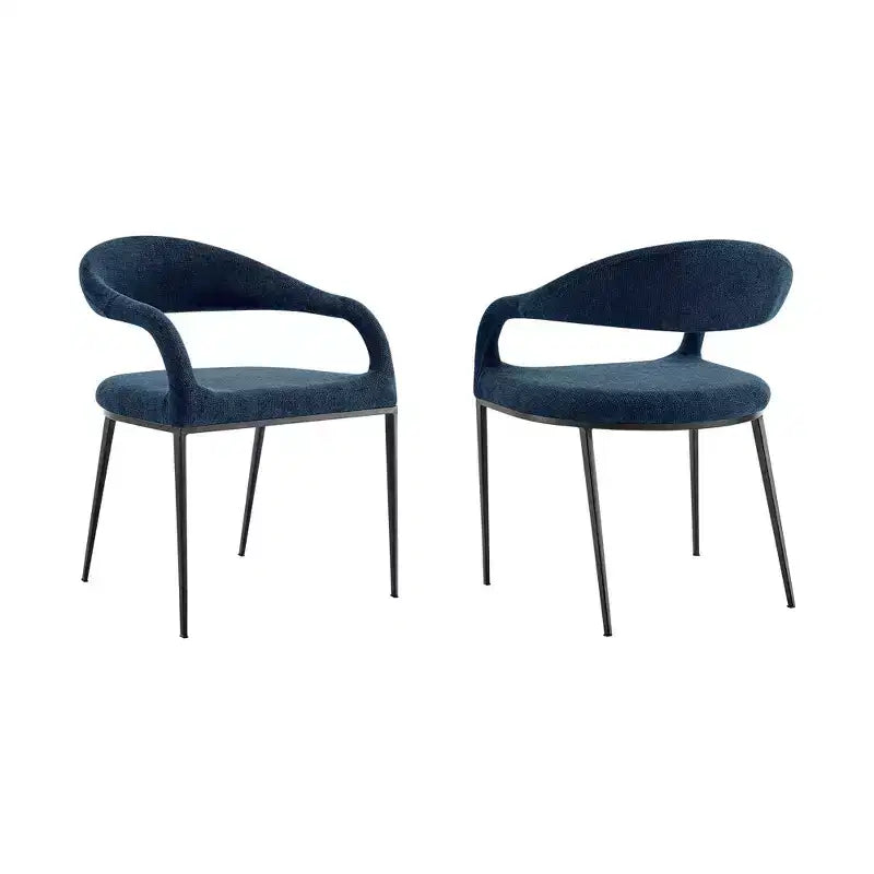 Lot de 2 chaises de salle à manger avec accoudoirs en fer et tissu, 113 kg, dossier bas