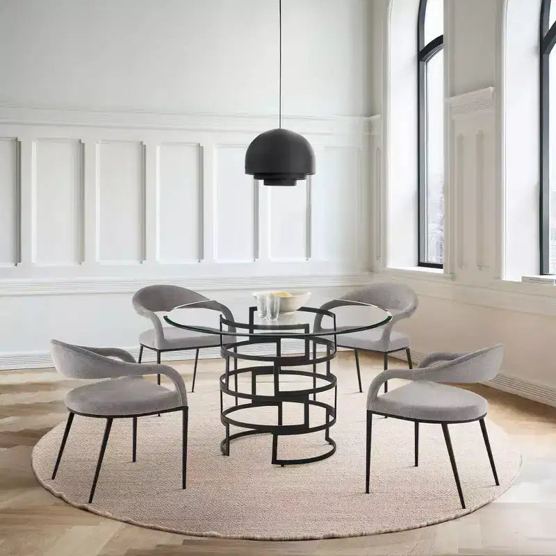 Lot de 2 chaises de salle à manger avec accoudoirs en fer et tissu, 113 kg, dossier bas