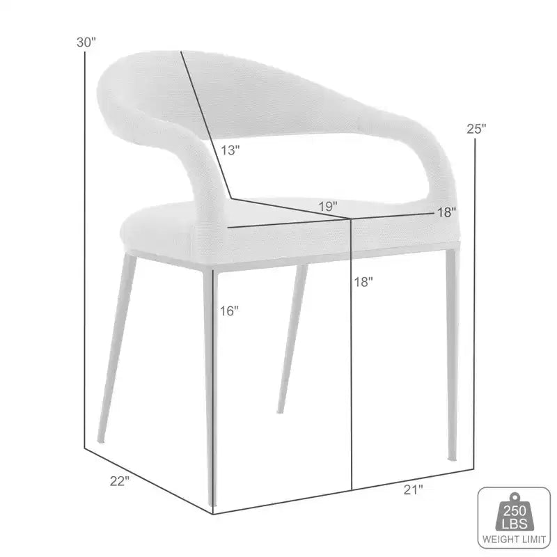 Lot de 2 chaises de salle à manger avec accoudoirs en fer et tissu, 113 kg, dossier bas