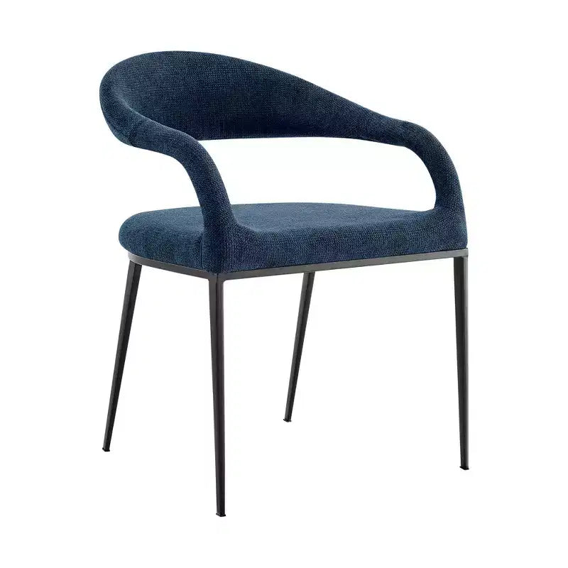 Lot de 2 chaises de salle à manger avec accoudoirs en fer et tissu, 113 kg, dossier bas