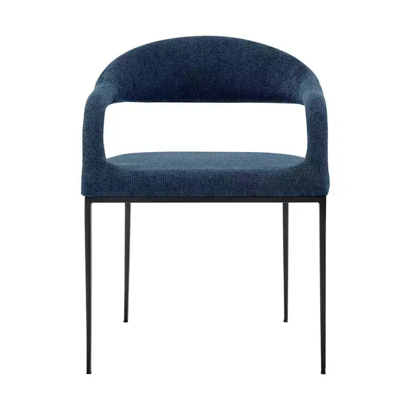 Lot de 2 chaises de salle à manger avec accoudoirs en fer et tissu, 113 kg, dossier bas