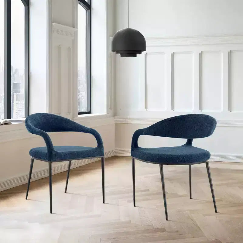 Armen Living Set of 2 Morgan Upholstered with Iron and Fabric Dining Chairs