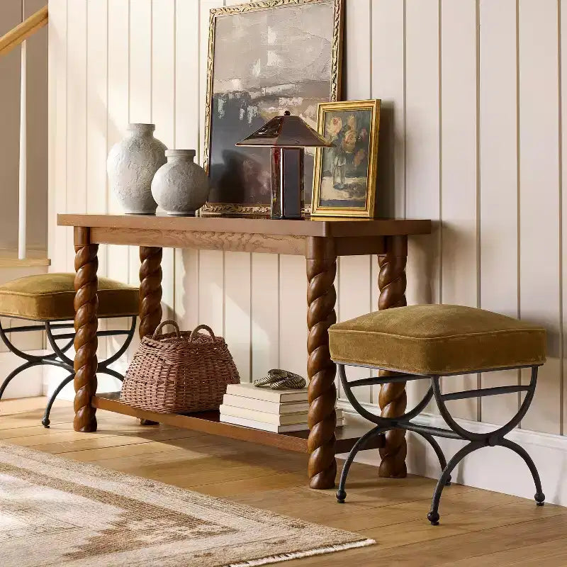 Pouf carré rembourré avec pieds en métal, assise capitonnée, repose-pieds de salon