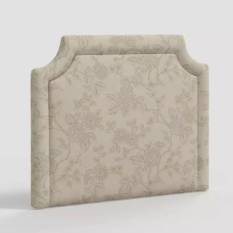 Twin Notched Border Stick-on-the-Wall Headboard, Plush Upholstered, Easy Install