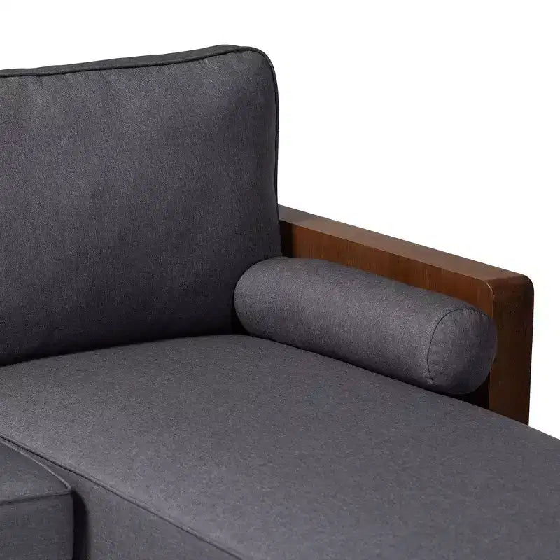 Fabric and Wood Right-Facing Sectional Sofa, L-Shape, Modern Living Room Couch
